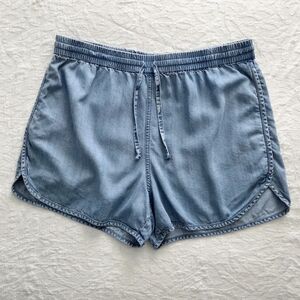 Juicy Couture Chambray Pull-On Loose Shorts Elastic Waist W/Tie, Size Large
